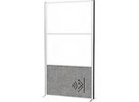 MAUL Stellwandsystem MAULconnecto, 1 x Akustikvlies dunkel, 2 x Whiteboard, Klettverbindung, Standfuss, H 1800 x B 1000 mm, silber