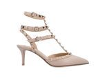 Valentino Garavani Hohe Schuhe - Rockstud Leather Pumps - Gr. 39,5 (EU) - in Beige - für Damen