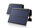 BEARWARE 2x LED Solarleuchte Solar Wandleuchte für außen mit Akku & ohne Stromanschluss Wasserdicht, Ein-/Ausschalter; mehrere Helligkeitsstufen, LED fest integriert, Warmweiß, 1800 mAh Akku, Solarpanel, IP54, wetterfest, für Außenmontage