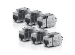 Primewire 6x Netzwerk-Adapter RJ-45 (Ethernet), Buchse zu Netzwerkkabel, CAT.6a Keystone Modul für LAN Kabel, RJ45 Buchse, feldkonfektionierbar