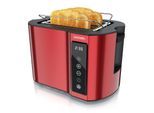 Arendo Toaster Wärmeisoliertes Doppelwandgehäuse, Display mit Restzeitanzeige, 2 kurze Schlitze, für 2 Scheiben, 800 W, Touchpanel, Brötchenaufsatz, 7 Bräunungsgrade, Brotscheibenzentrierung