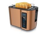 Arendo Toaster Wärmeisoliertes Doppelwandgehäuse, Display mit Restzeitanzeige, 2 kurze Schlitze, für 2 Scheiben, 800 W, Touchpanel, Brötchenaufsatz, 7 Bräunungsgrade, Brotscheibenzentrierung