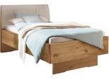 Holzbett WIEMANN "Cardiff, Bettgestell, Bettrahmen, teilmassiv, mit Polsterkopfteil", bianco, eiche teilmassiv, B:120cm L:190cm, Betten, Fußteil aus Massivholz, verschiedene Größen
