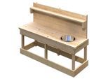Outdoor-Spielküche KONIFERA "Joni", beige (braun), Spielküchen, KinderB:119,5cm H:86cm T:44cm, Edelstahl, Holz, BxT: 119x44 cm, inkl. Topfset, B:119,5cm H:86cm T:44cm