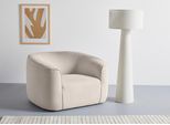 Sessel "LYZA Relaxsessel, Loungesessel, Maße B/T/H: 113/95/71 cm", beige (creme), B:113cm H:71cm T:95cm, 100% Polyester, LEGER HOME BY LENA GERCKE, Sessel, Sessel, organische Form, mit Wellenunterfederung, gemütlich und modern