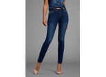 Skinny-fit-Jeans ARIZONA "Ultra-Stretch", Damen, Gr. 46, N-Gr, blau (dunkelblau us), Denim/Jeans, Obermaterial: 74% Baumwolle, 24% Polyester, 2% Elasthan, Basic, extraeng lang, Jeans, extra-enger Beinverlauf, normale Leibhöhe, mit Eingrifftaschen