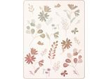 Babydecke BIEDERLACK "Babydecke Wild Flowers", beige (natur, rot), B:75cm L:100cm, Baumwolle, Polyacryl, Polyester, Wohndecken, Babydecke, 75 x 100, mit Zierstich