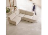 Modul-Ecksofa Dario aus beigefarbenem Stoff, 4–5 Sitzplätze