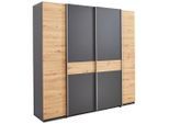 Boxxx Kleiderschrank, Graphit, Eiche Artisan, Holzwerkstoff, 10 Fächer, 215x211x60 cm, Typenauswahl, in verschiedenen Holzdekoren erhältlich, Kombination aus Dreh- und Schwebetüren, Schlafzimmer, Kleiderschränke, Drehtürenschränke