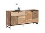Carryhome Sideboard, Schwarz, Akazie, Holz, Metall, Akazie, vollmassiv, Holz, 2 Schublade(n) Schubladen, 175x85x42 cm, Beimöbel erhältlich, stehend, Holzmöbel, Kleinmöbel Holz, Holzkommoden, Sideboards Holz