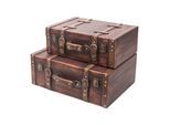 HMF VKO103 Vintage Koffer aus Holz, 2er Set, Versch. Größen, Deko Klassik