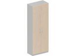 Schäfer Shop Genius Garderobenschrank TETRIS SOLID, 6 Ordnerhöhen, 1 Fachboden, Kleiderstange, abschliessbar, B 800 x T 412 x H 2143 mm, weissalu/Ahorn