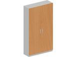 Schäfer Shop Genius Garderobenschrank TETRIS SOLID, 6 Ordnerhöhen, 1 Fachboden, Kleiderstange, abschliessbar, B 1200 x T 412 x H 2143 mm, weissalu/Buche