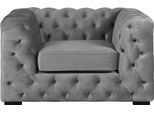 Chesterfield-Sessel HOME AFFAIRE "Kalina Sessel", grau, B:110cm H:67cm T:98cm, 100% Polyester, Sessel, mit klassischer Chesterfield-Knopfheftung, sehr hochwertige Qualität