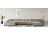 Wohnlandschaft HOME AFFAIRE "Skara U-Form", beige (dunkelbeige), B:390cm H:86cm T:190cm, 100% Polyester, Sofas, Wohnlandschaft, Lounge-Sofa mit Federkernpolsterung, in vielen Bezugsvarianten