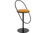 meet by Paperflow Barhocker Saturne, mit Rückenlehne, Sitzhöhe 765 mm, gepolstert, zu 100 % recycelbar, Kunstlederbezug safran, Gestell schwarz