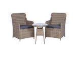 vidaXL 3-tlg. Bistro-Set mit Kissen Poly Rattan Braun