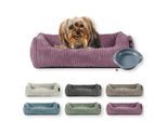 Rohrschneider Tierbett Cordstoff breit Gr. 1 taupe + faltbarer Reisenapf