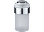 Zahnputzbecher WENKO "UV-Loc Maribor", transparent (chromfarben, transparant), B:7cm H:11cm L:10cm, Glas, Zinkdruckguss, Zahnputzbecher, befestigen ohne Bohren mit innovativem Klebesystem
