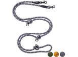 Floxik Premium Führleine Hund - Hundeleine 3m Verstellbar - Robuste Tauleine für kleine & mittelgroße Hunde grau L