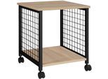 tectake® Beistelltisch, Industrial Style, Gestell mit Gitterseiten, 2 Ablagen und Lenkrollen, 40 x 40 x 48 cm