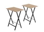 tectake® 2er Set Beistelltische, klappbar, Holz und Stahl, mit höhenverstellbaren Gelenkfüßen
