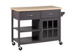 Livetastic Servierwagen, Grau, Natur, Holz, Glas, Holzwerkstoff, Kiefer, Kautschukholz, massiv, 2 Schublade(n) Schubladen, rechteckig, 117x86x48 cm, Esszimmer, Barmöbel, Barwagen