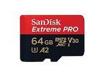 SanDisk Extreme Pro - Flash-Speicherkarte (microSDXC-an-SD-Adapter inbegriffen) - 64 GB - A2 / Video Class V30 / UHS-I U3 / Class10 - microSDXC UHS-I