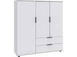 Wäscheschrank WIMEX "Easy Plus Kleiderschrank Garderobe 2 Schubladen, 81 oder 130cm breit", weiß, B:130cm H:140cm T:40cm, Holzwerkstoff, Schränke, in verschiedenen Farben, moderne Optik mit schwarzen Metallgriffen