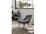 Relaxsessel SALESFEVER "Toulon - Komfortabler Loungesessel", grau (grau, schwarz), B:76cm H:85cm T:85,6cm, Sessel, Relaxsessel, mit XXL-Steppung, mit schwarzen oder naturfarbenen Beinen