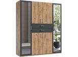 Kleiderschrank WIMEX "Diver Drehtürenschrank mit Spiegel, 180, 225 o. 270cm breit", grau (plankeneichefb, graphit, griffe alu), B:180cm H:207cm T:58cm, Schränke, Kleiderschrank, Bestseller Schlafzimmerschrank wahlweise 3 Innenausstattungen, Topseller