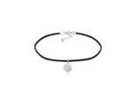Collier ELLI "Choker mit Anhänger Edelweiss 925 Sterling Silber" Gr. 32, silber, Halsketten, Damen, 32, ohne Stein, Silber 925 (Sterlingsilber), L: 32, Collier