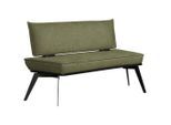 Carryhome Sitzbank, Schwarz, Olivgrün, Holz, Metall, Textil, Buche, massiv, 2-Sitzer, 153x90x65 cm, Stoffauswahl, erweiterbar, Typenauswahl, mit Rückenlehne, Esszimmer, Bänke, Sitzbänke