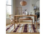 Teppich FLAIR RUGS "Medina Blocks, mit abstrakten Linien", lila, B:160cm H:22mm L:230cm, Jute, Wolle, Teppiche, Teppich, aus Jute/-und Wollmischung, mit Hoch-Tief-Struktur, gemustert