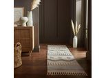 Läufer FLAIR RUGS "Medina, mit abstraktem Streifenmuster", beige (natur, grau), B:60cm H:12mm L:230cm, Baumwolle, Jute, Wolle, Teppiche, Läufer, Boho-Look, aus Naturfasern wie Wolle & Jute, Teppichläufer