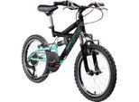 Galano FS180 Kinderfahrrad 18 Zoll ab 6 Jahre 115 - 130 cm Mountainbike Fully 6 Gänge schwarz/türkis