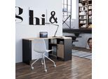 Schreibtisch GAMI "Liverpool", schwarz (kastanie natur, schwarz), B:136cm H:75,7cm T:87,5cm, Tische, Schreibtisch
