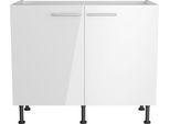 Spülenschrank OPTIFIT "Klara", weiß (weiß lackiert, weiß), B:100cm H:87cm T:58,4cm, Holzwerkstoff, Schränke, Spülenschrank, Breite 100 cm