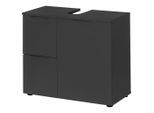 Xora Waschbeckenunterschrank Porto, Schwarz, Kunststoff, 1 Fächer, 2 Schublade(n) Schubladen, einzeln stellbar, 70x60x35 cm, Fsc, stehend, Badezimmer, Badezimmerschränke, Waschbeckenunterschränke