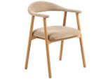 Mid.you Armlehnstuhl , Eichefarben, Beige , Textil , Eiche , massiv , Füllung: Polyurethan (Pur) , rund , 56x75.5x54 cm , Esszimmer, Stühle, Polsterstühle