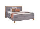 Carryhome Boxbett , Grau, Eiche Artisan , Textil , Eiche , massiv , H2 , Höhe ca. 18 cm , 180x200 cm , Topper durchgehend, in verschiedenen Größen erhältlich , Schlafzimmer, Betten, Boxspringbetten