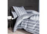 Wendebettwäsche JANINE "Interlock-Jersey59028 3", grau (platin), B/L: 155cm x 200cm, 1 Stk., 1 Stk., Interlock-Jersey, B/L: 80cm x 80cm, Interlock-Jersey, Obermaterial: 100% Baumwolle, Bettwäsche, Wendebettwäsche, mit Reissverschluss