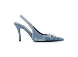 Diesel Hohe Schuhe - Distressed Denim Look Pointed-Toe Pumps With Silve - Gr. 40 (EU) - in Blau - für Damen