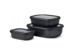 Mepal Vorratsdosenset , Schwarz , Kunststoff , 3-teilig , 0.5 l , 25.0x20.0x7.0 cm , mikrowellengeeignet , Küchenzubehör, Vorratsbehälter, Vorratsdosen