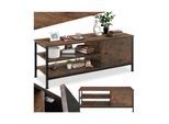 tectake® TV-Regal, Industrial Style, 2 offene Fächer, Staufach mit Magnettür, 110 x 40 x 45,5 cm
