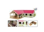 Kids Globe Pferdehof / Reiterhof 1:24, pink, Bauernhof Holz, Maße 68x77x27 cm