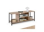 tectake® TV-Regal, Industrial Style, 4 offene Fächer, verstellbarer Einlegeboden und Kabelaussparungen, 120 x 40 x 50,5 cm