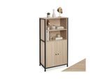 tectake® Highboard, Industrial Style, 2 offene Fächer mit Deckplatte, mit höhenverstellbaren Füßen, 60 x 38 x 125 cm