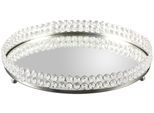 Tablett HOME AFFAIRE, silber (silberfarben), H:5cm Ø:36cm, Aluminium, Glas, Tabletts, Kristall