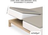 Spannbettlaken SCHLAFGUT "Pure Split-Topper", beige (sand mid), 1 Stk., Jersey-Elasthan, 180-200x200-220 10cm, Jersey-Elasthan, Obermaterial: 95% Baumwolle, 5% Elasthan, Bettlaken, Spannbettlaken, MADE IN GREEN by OEKO-TEX